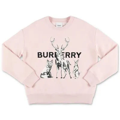 Burberry Sweatshirt With Logo And Embroideries In Pink