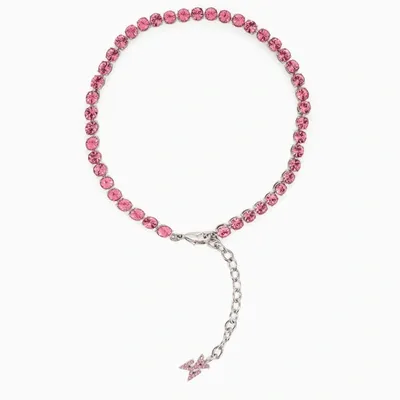 Amina Muaddi Rose Crystals Anklet In Pink