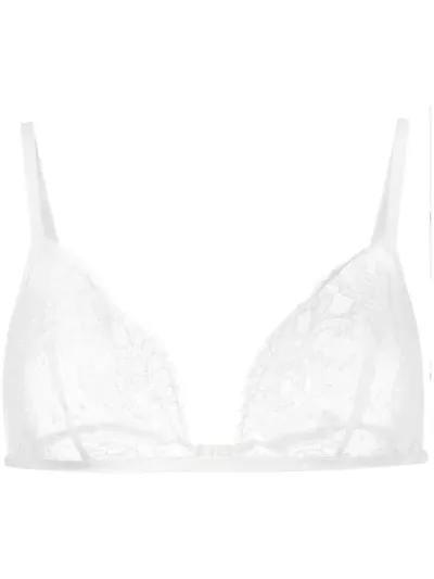 Carine Gilson Soft Triangle Lace Bra In White