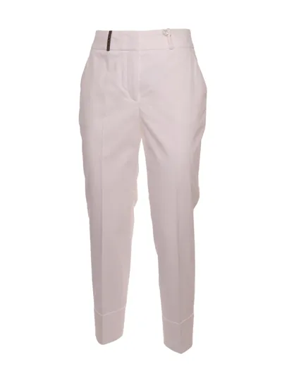 Peserico Satin Trousers In Bianco