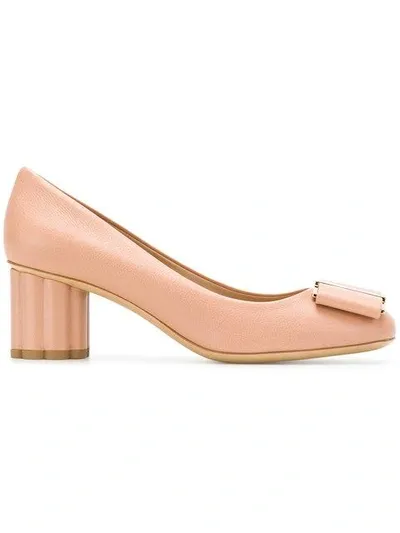 Ferragamo Flower Heel Pumps In Pink