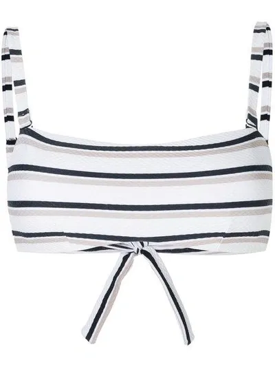 Asceno Striped Bikini Top In White