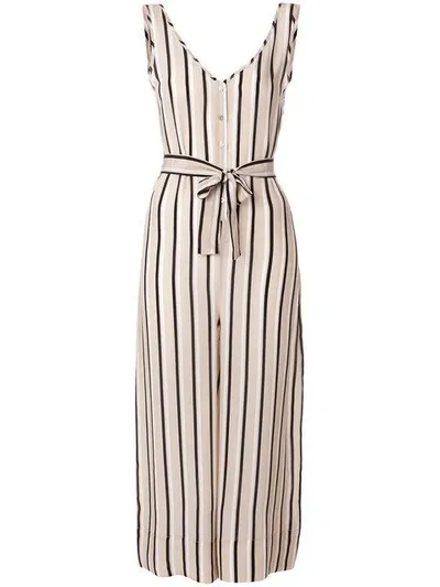 Asceno Striped Tailored Jumpsuit In Neutrals