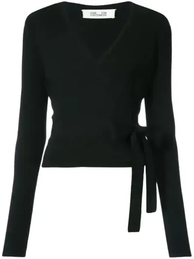 Diane Von Furstenberg Wrap Top In Black