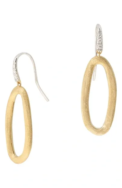 Marco Bicego 18k White & Yellow Gold Jaipur Link Diamond Oval Link Drop Earrings