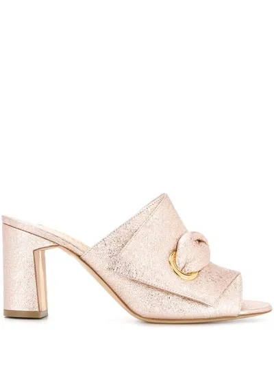 Rupert Sanderson Metallic Mid-heel Mules In Pink