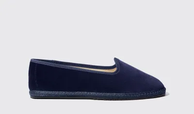 Scarosso Valentina Slip-on Slippers In Blue - Velvet