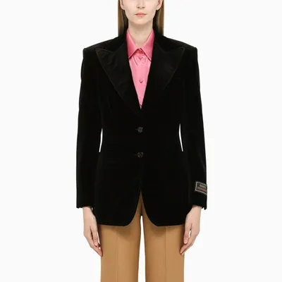 Gucci Black Velvet Single-breasted Blazer