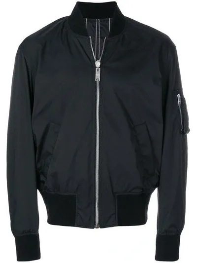 Versus Pinstripe Bomber Jacket In Black