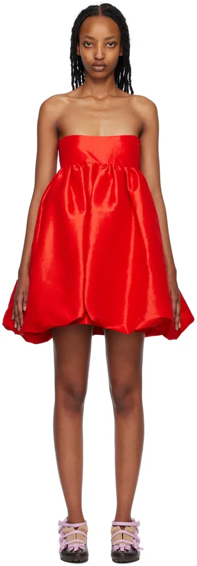 Kika Vargas Crie Taffeta Mini Dress In Red Taffeta