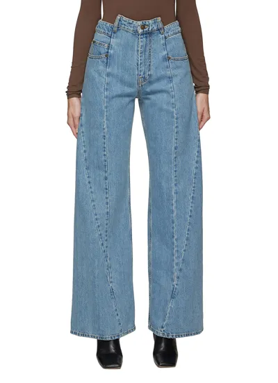 Maison Margiela Deconstructed Light Wash Wide Leg Jeans In Blue