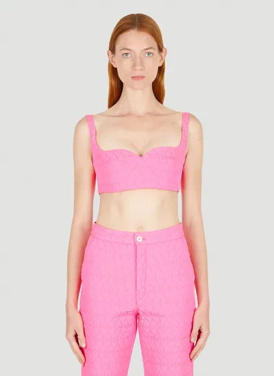 Marco Rambaldi Quilted Hearts Bra Top In Pink