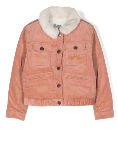 Bonpoint Bridget Embroidered-logo Corduroy Jacket In Pink