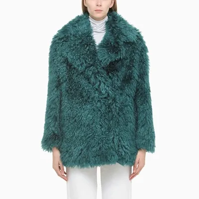 Becagli Cropped Cobalt Fur Coat In Blue