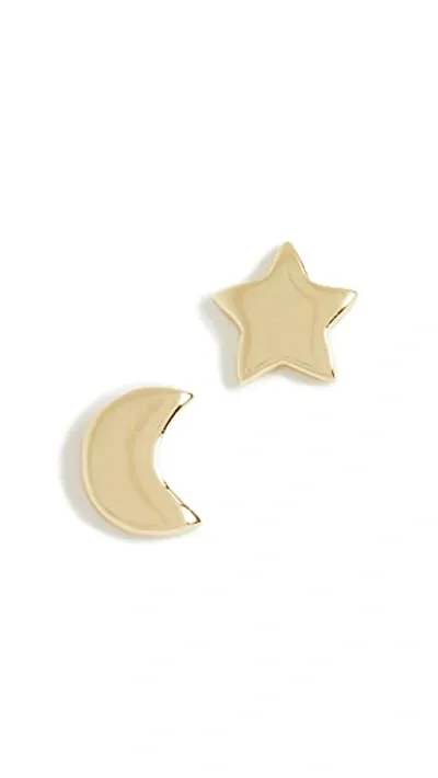 Argento Vivo Moon & Star Stud Earrings In Gold