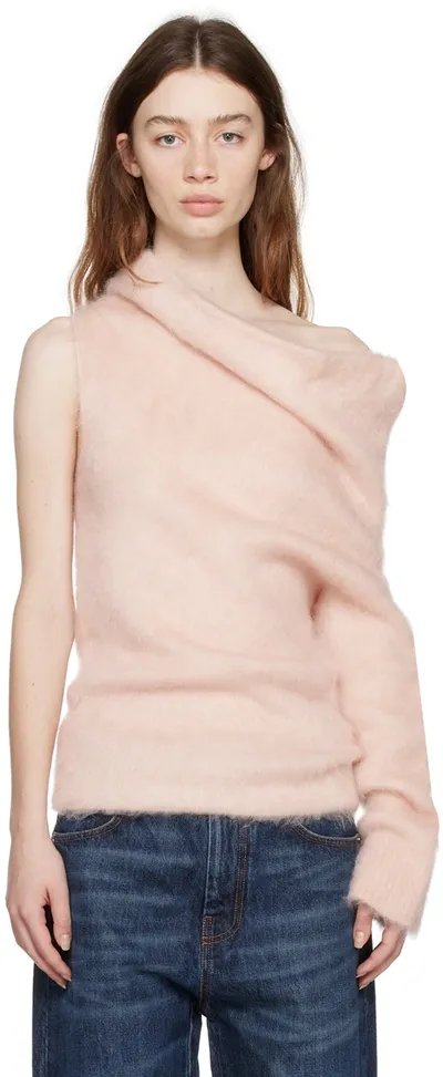 Sportmax Asymmetric Aurora Sweater In Melange Light Pink