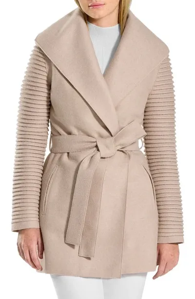 Sentaler Superfine Alpaca Ribbed Long-sleeve Oversized-collar Wrap Coat In Neutrals