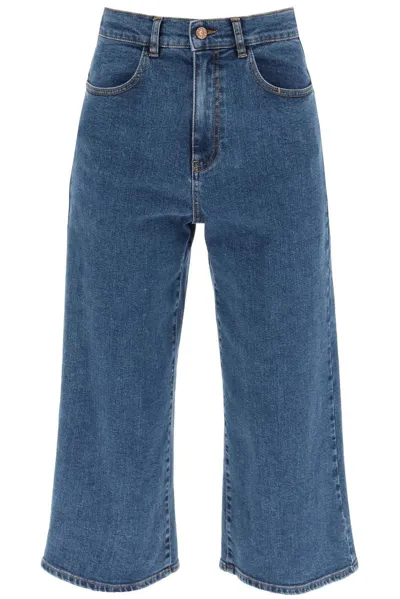 See By Chloé Cropped Wide-leg Jeans In Blue