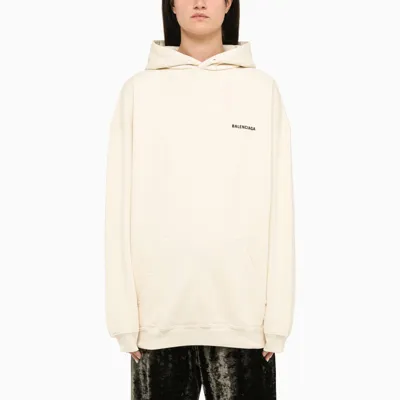 Balenciaga Medium Fit Hooded Sweatshirt In Nude & Neutrals