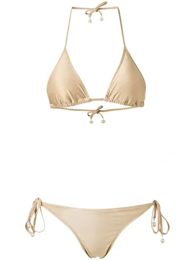 Amir Slama Triangle Bikini Set In Neutrals