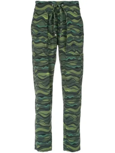 Amir Slama Wave Print Drawstring Pants In Green