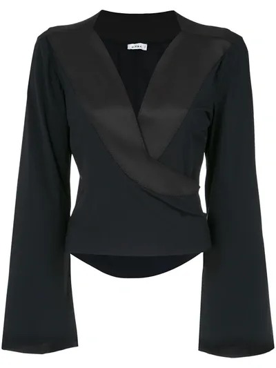 Amir Slama Wrap Style Blouse In Black