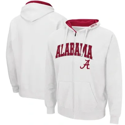 Colosseum Men's  White Alabama Crimson Tide Arch And Logo 3.0 Full-zip Hoodie