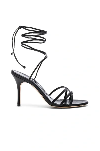 Manolo Blahnik Leather Leva 90 Sandals In Black Nappa