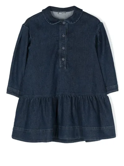 Il Gufo Kids' Balloon Sleeve Denim Dress In Blue