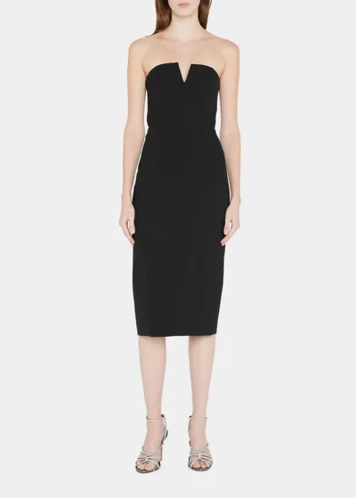 Veronica Beard Nabi Strapless Midi Sheath Dress In Black