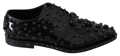 Dolce & Gabbana Black Leather Crystals Dress Broque Shoes