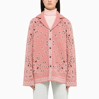 Alanui Pink Bandana Piquet Cardigan