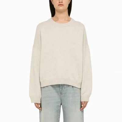 Loulou Studio Beige Crew-neck Sweater In Wool Blend In Grey