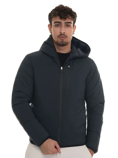 Save The Duck Hooded Harrington Jacket Blu Black  Man