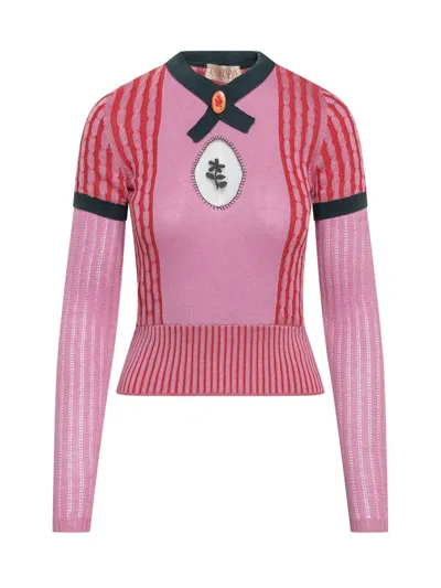 Cormio Kirby Cable-knit Jumper In Pink & Purple