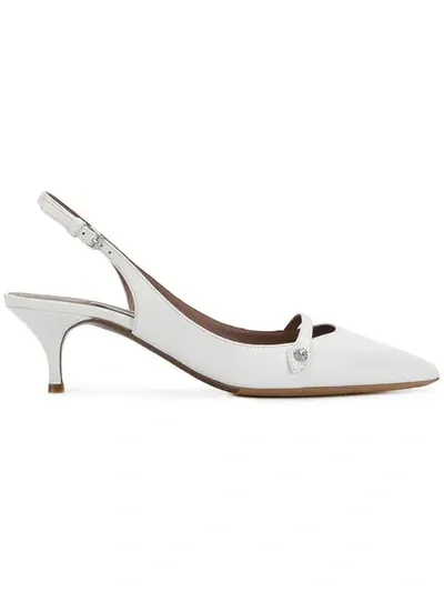 Tabitha Simmons Sling Back Pointed Pumps In White