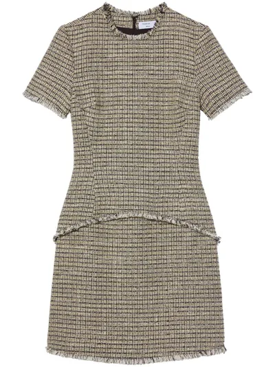 Proenza Schouler White Label Short Sleeve Tweed Mini Dress In Yellow Multi