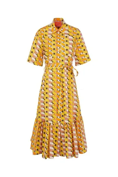 La Doublej Brunch Abstract-print Button Down Midi Dress In Third Eye