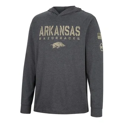 Colosseum Charcoal Arkansas Razorbacks Team Oht Military Appreciation Hoodie Long Sleeve T-shirt