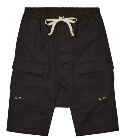 Rick Owens Pods Cotton Cargo Bermuda Shorts In 09 Black