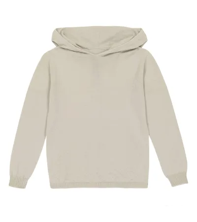 Rick Owens Kids' Wool Hoodie In Off White