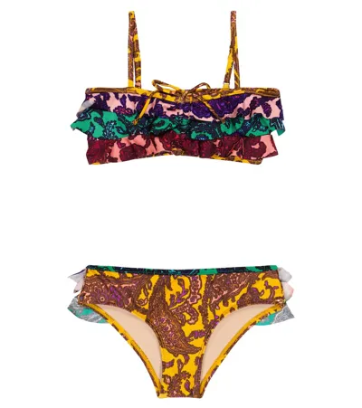 Zimmermann Kids' Floral Bikini In Spliced Paisley