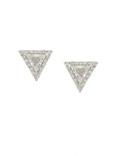 Lizzie Mandler Fine Jewelry 18k White Gold Trillion Diamond Pavé Stud Earrings In Metallic