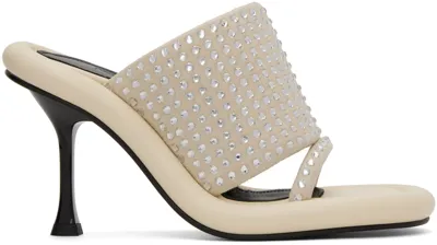 Jw Anderson Bumper Crystal Stiletto Mules In Beige