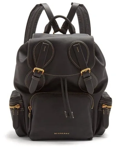 Burberry Contrast-stitch Leather Backpack In Black