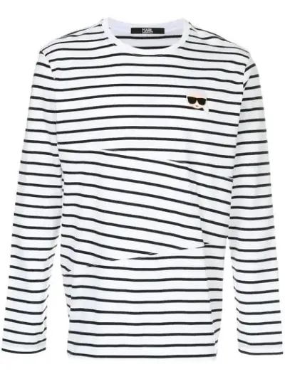 Karl Lagerfeld Karl Striped Sweatshirt In White