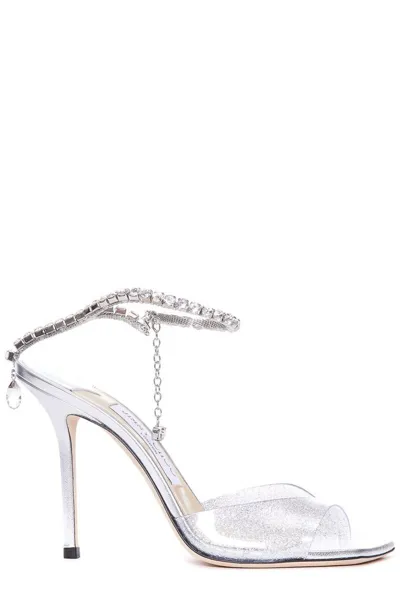 Jimmy Choo Women's Saeda 100 Embellished High Heel Sandals In Silver Crystal