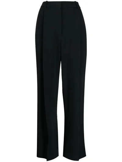 Victoria Beckham Wide-leg Pleated Trousers In Black