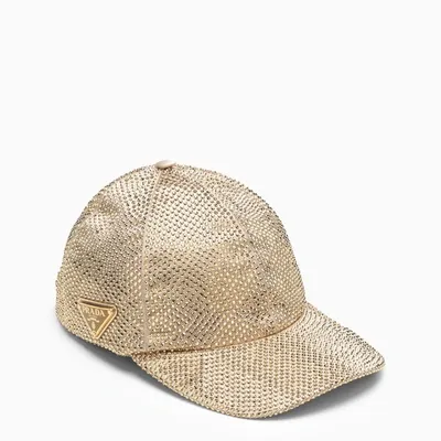 Prada Duchesse Baseball Cap With Crystals In Silver