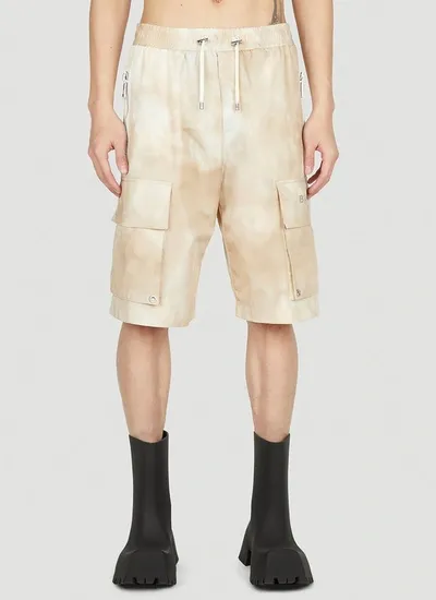 Balmain Faded-effect Cotton Cargo Shorts In Multi Beige